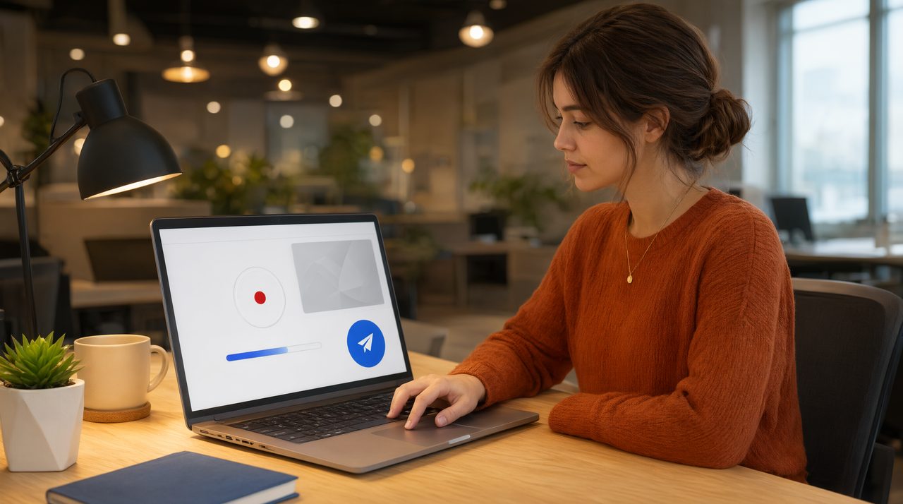 Support agent sending a screen recording request link to a customer.